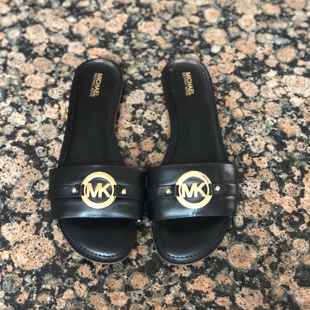 Michael Kors black logo slides